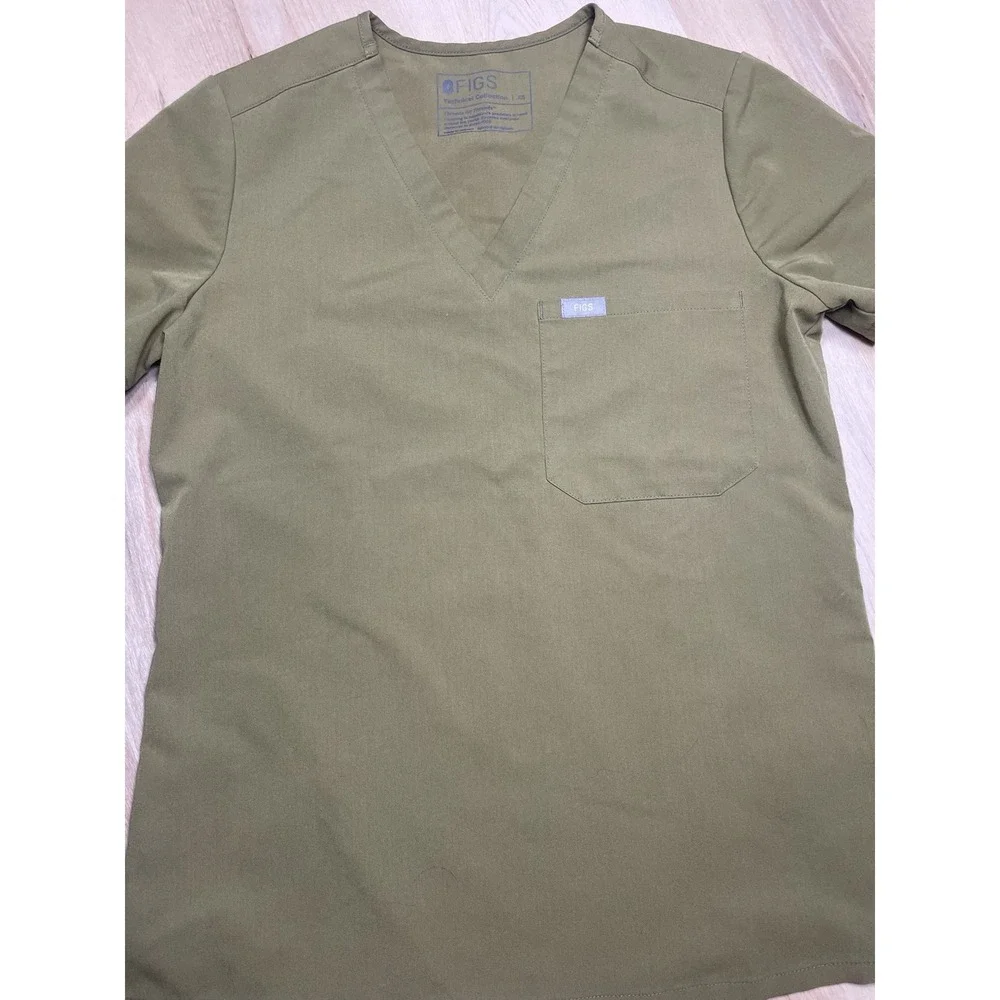 FIGS Scrub Set Womens XS Olive Green Top Pants Jogger Medical Uniform - Picture 4 of 8